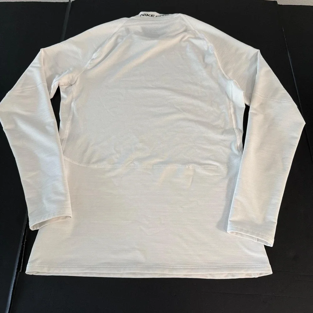 Nike Pro Dri-FIT Mens Small White Mock Neck Long Sleeve Slim Fit Base Layer